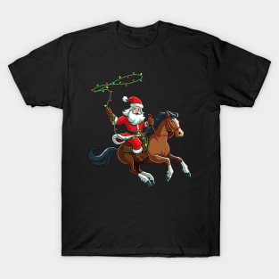 Cowboy Santa Riding A Horse Christmas Funny T-Shirt